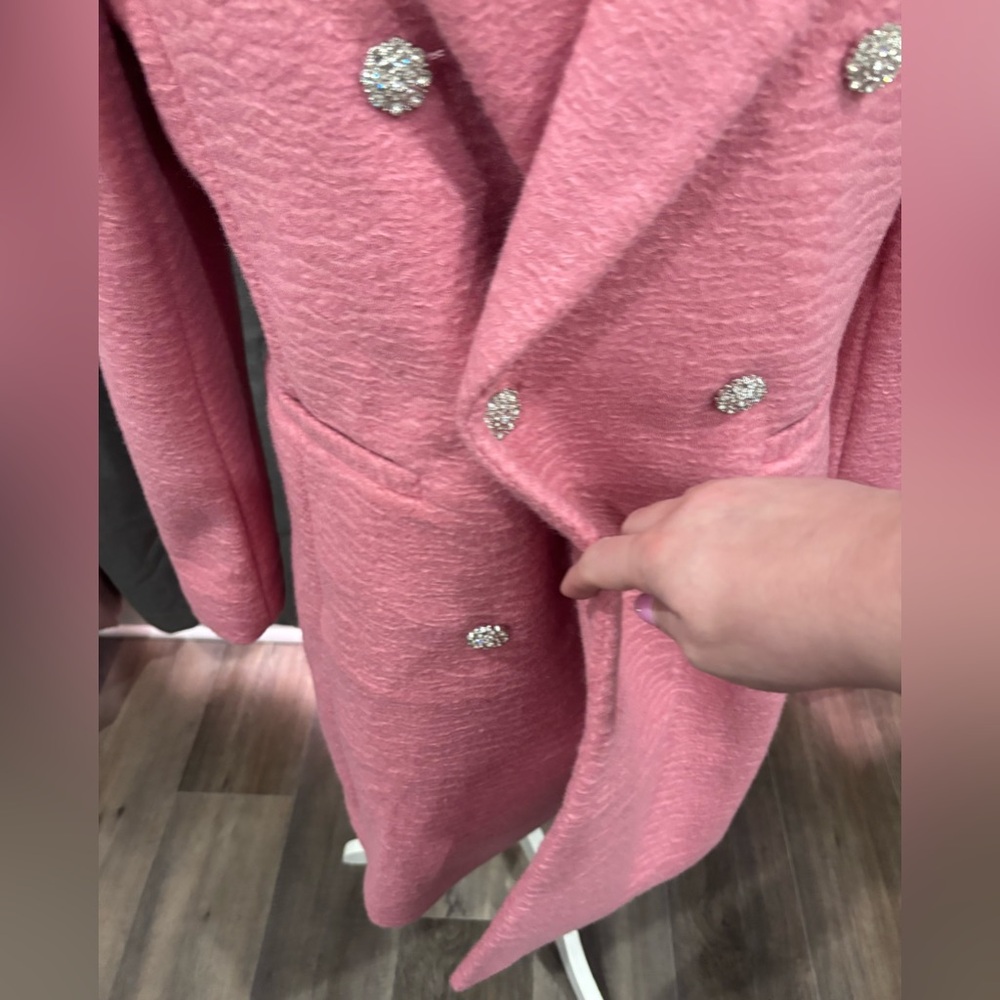NWT M by Milly Double-breasted Boucle Coat With Rhinestone Buttons Medium - Picture 6 of 16